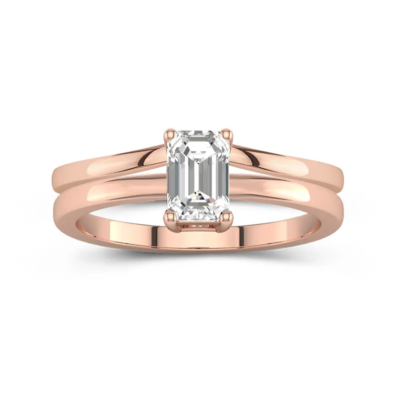 0.80ct Moissanite Wedding Ring Set 14K Rose Gold