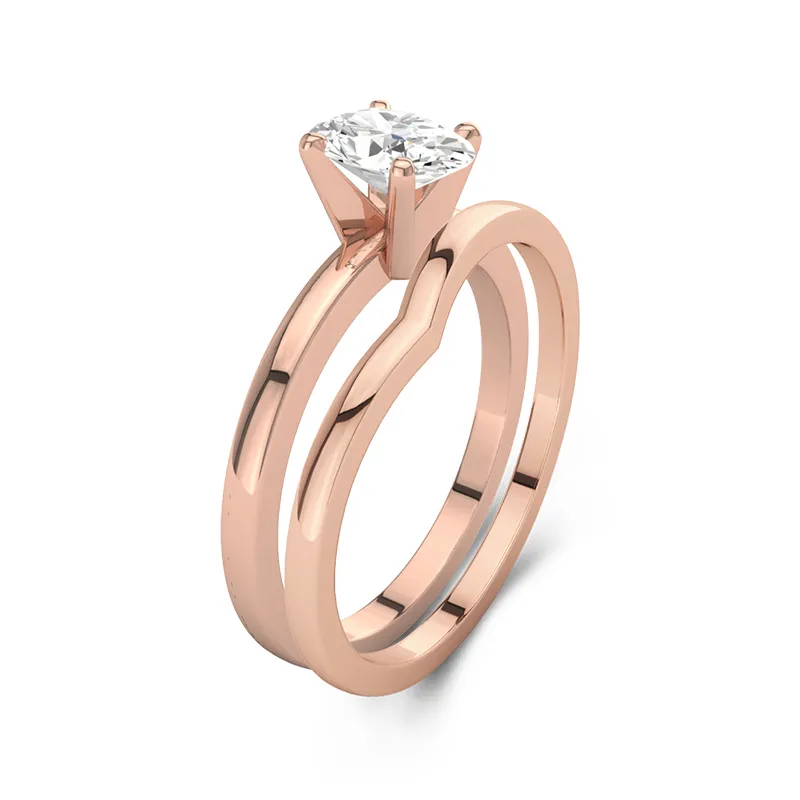 1.50ct Moissanite Wedding Ring Set 14K Rose Gold