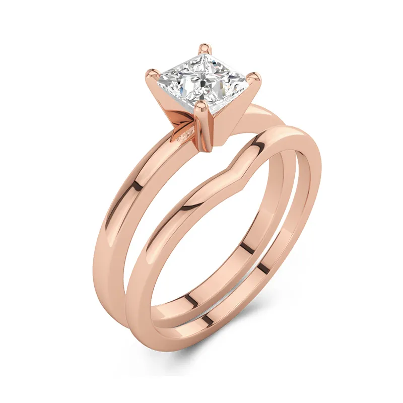 2.00ct Moissanite Wedding Ring Set 18K Rose Gold