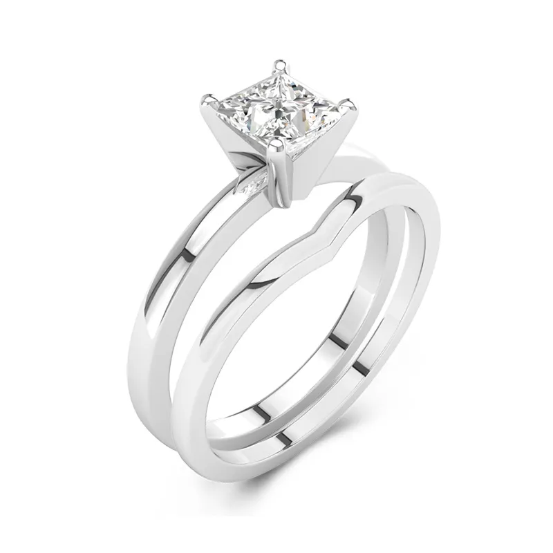 1.50ct Moissanite Wedding Ring Set 14K White Gold