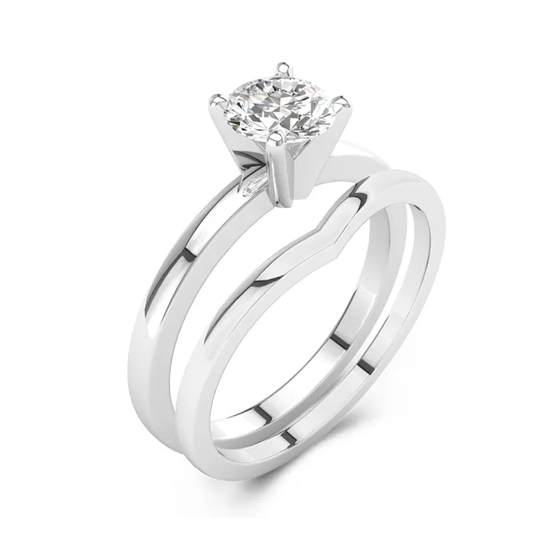 2.00ct Moissanite Wedding Ring Set 18K White Gold