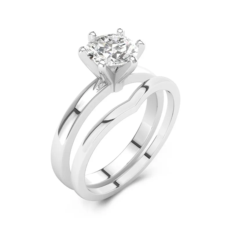 Classic Round Cut Wedding Ring Set