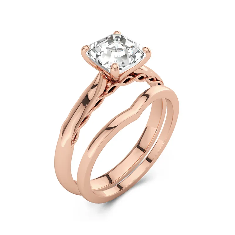 14K Rose Gold Moissanite Bridal Set