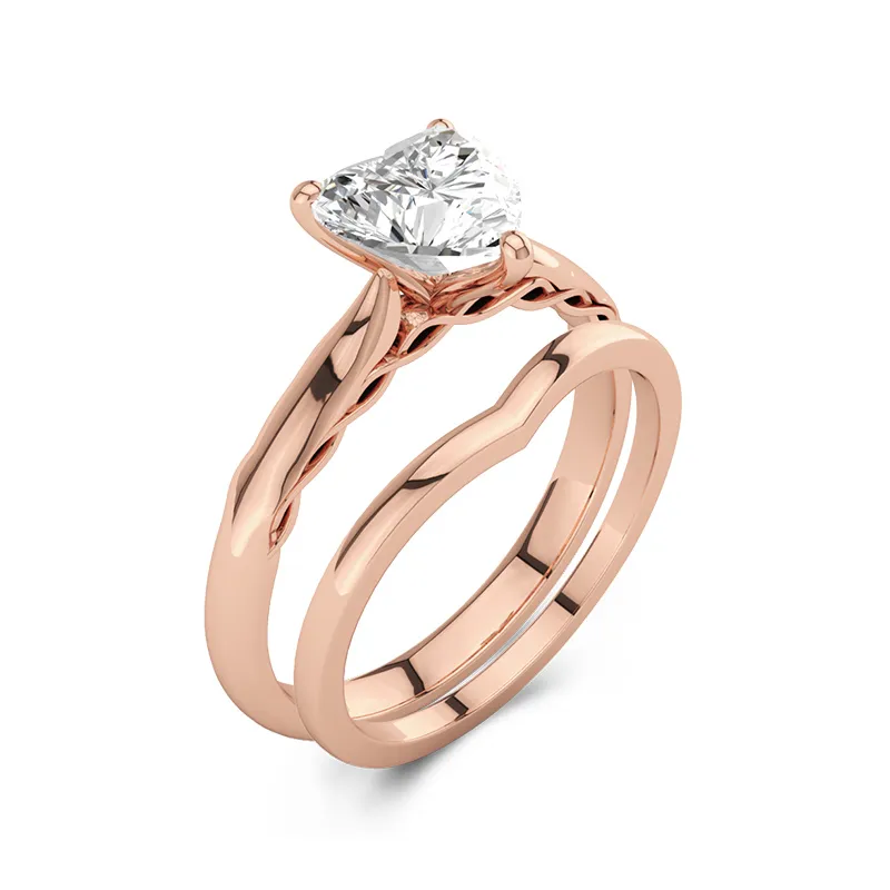 18K Rose Gold Moissanite Bridal Set