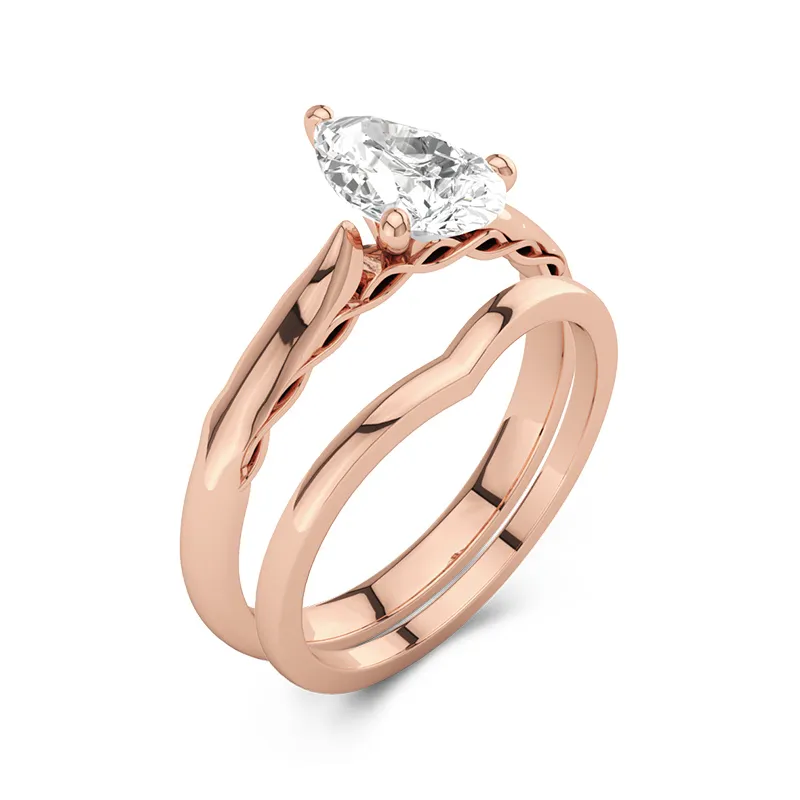 14K Rose Gold Moissanite Bridal Set