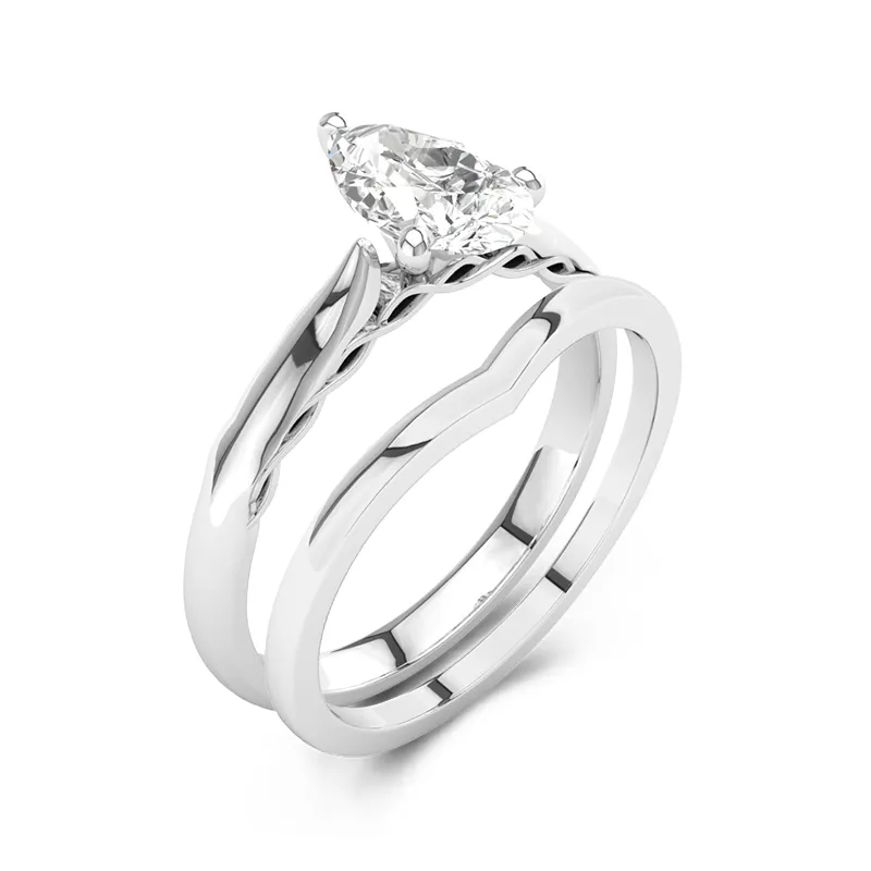 Or blanc 18 carats Moissanite Ensemble nuptial