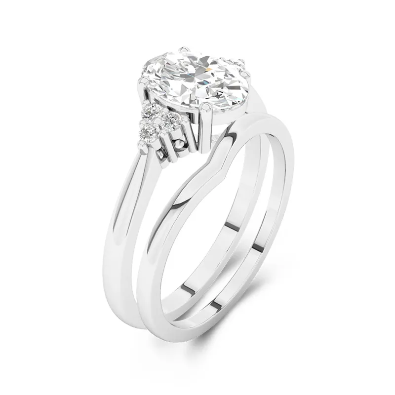 18K White Gold Moissanite Wedding Ring Set