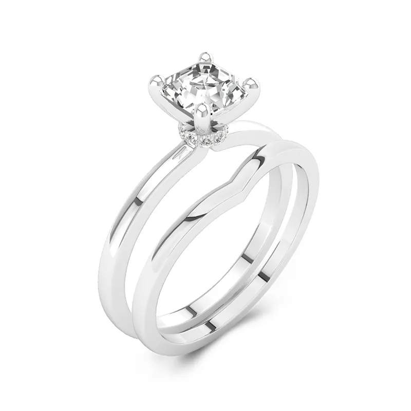 18K White Gold Moissanite Bridal Set