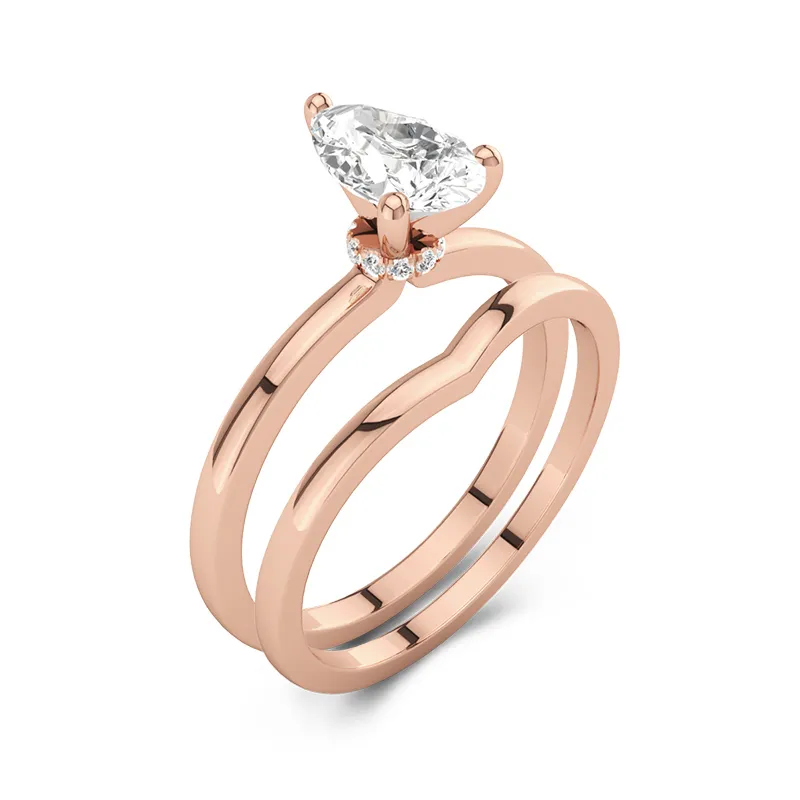 18K Rose Gold Moissanite Bridal Set