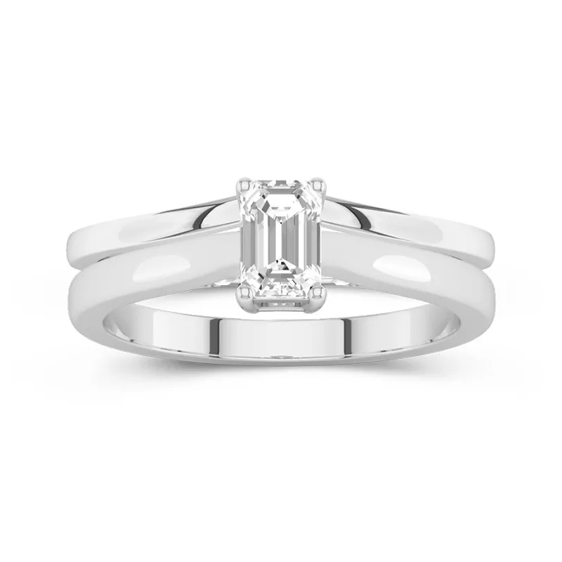 Cathedral Hidden Halo Wedding Ring Set 1.00ct Moissanite