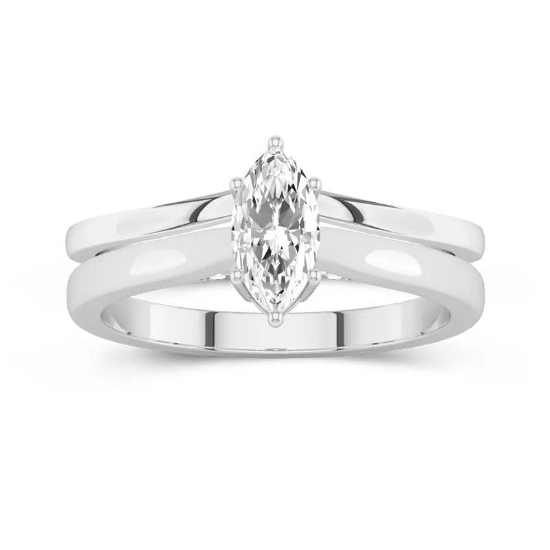 Cathedral Hidden Halo Wedding Ring Set 1.00ct Moissanite