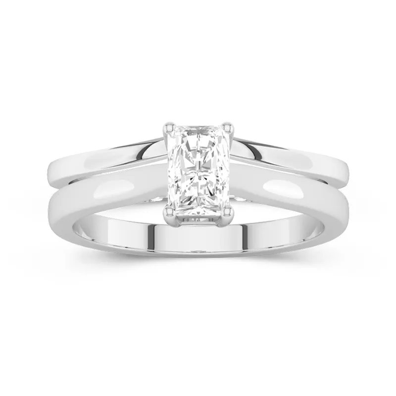 Cathedral Hidden Halo Wedding Ring Set 1.00ct Moissanite