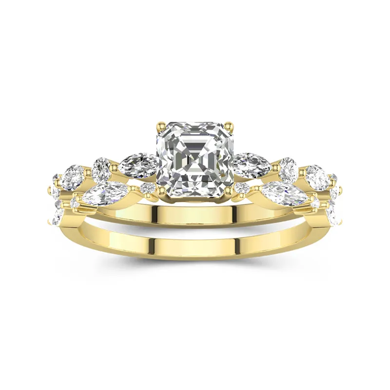 Blanc Moissanite Ensemble d'alliances