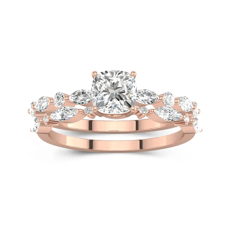 White Moissanite Wedding Ring Set