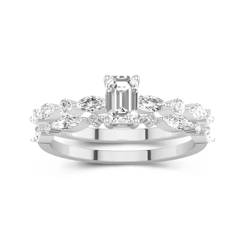 Blanc Moissanite Ensemble d'alliances