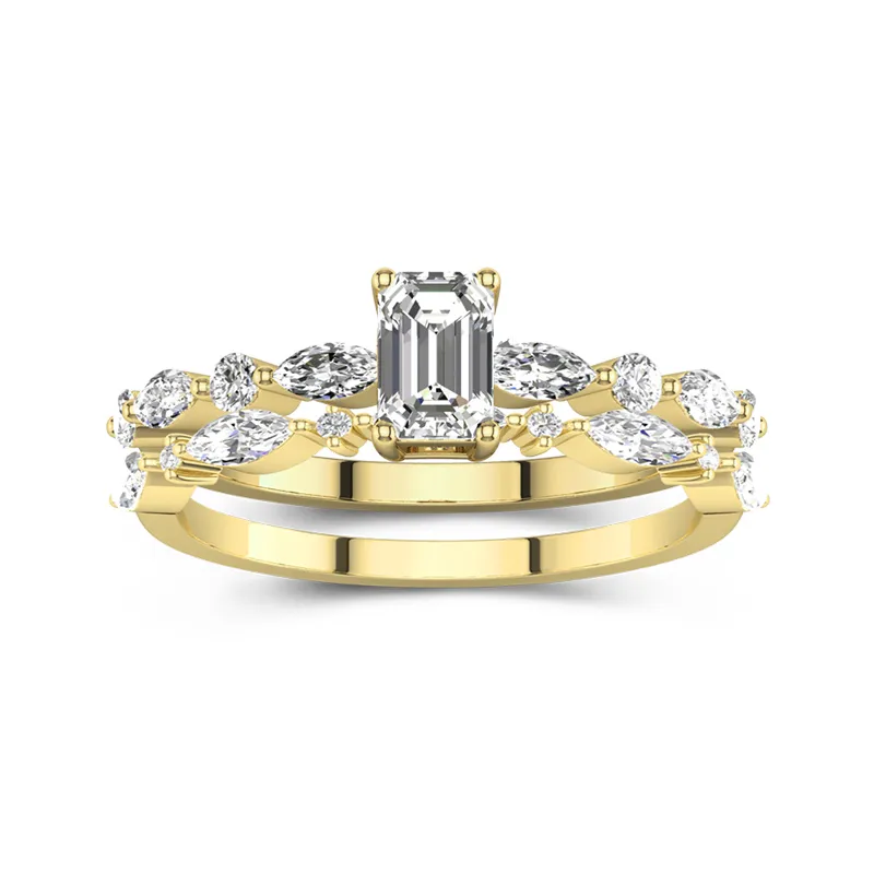 White Moissanite Wedding Ring Set