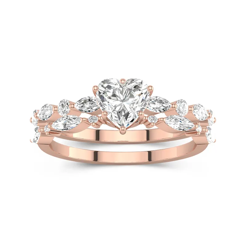 White Moissanite Wedding Ring Set