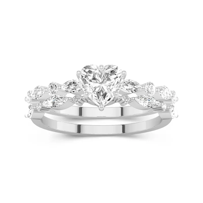 White Moissanite Wedding Ring Set