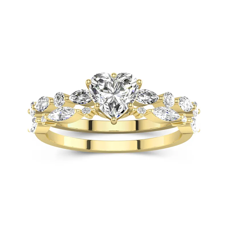 White Moissanite Wedding Ring Set