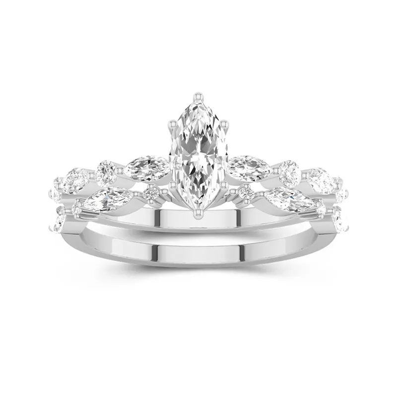 White Moissanite Wedding Ring Set