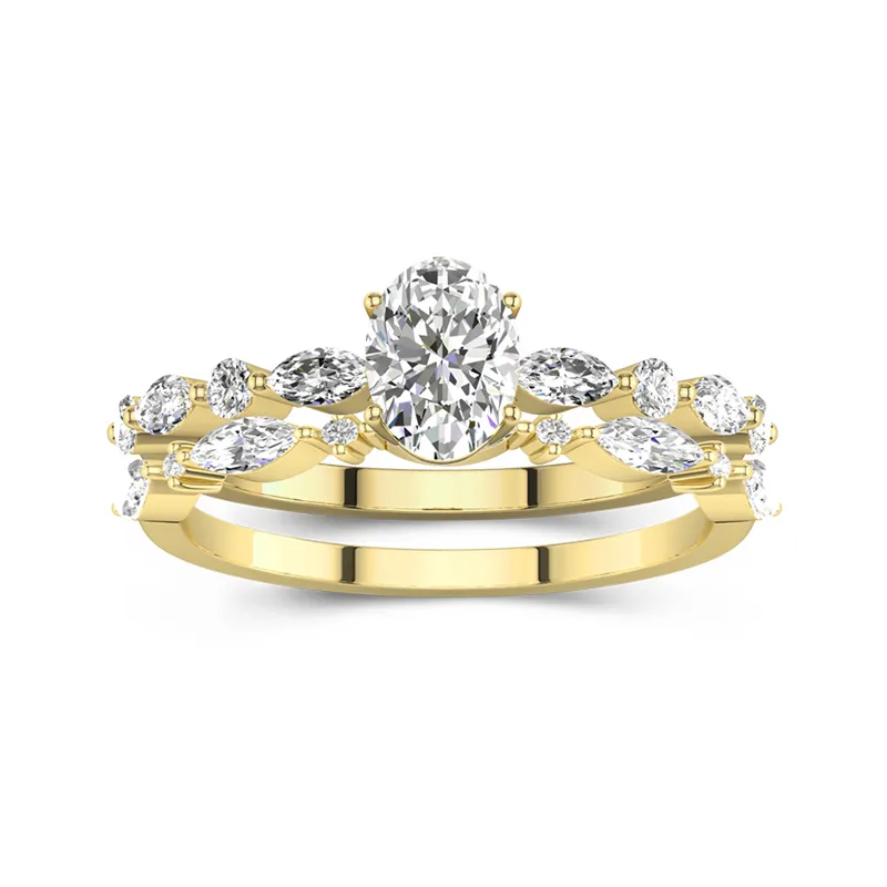 White Moissanite Wedding Ring Set