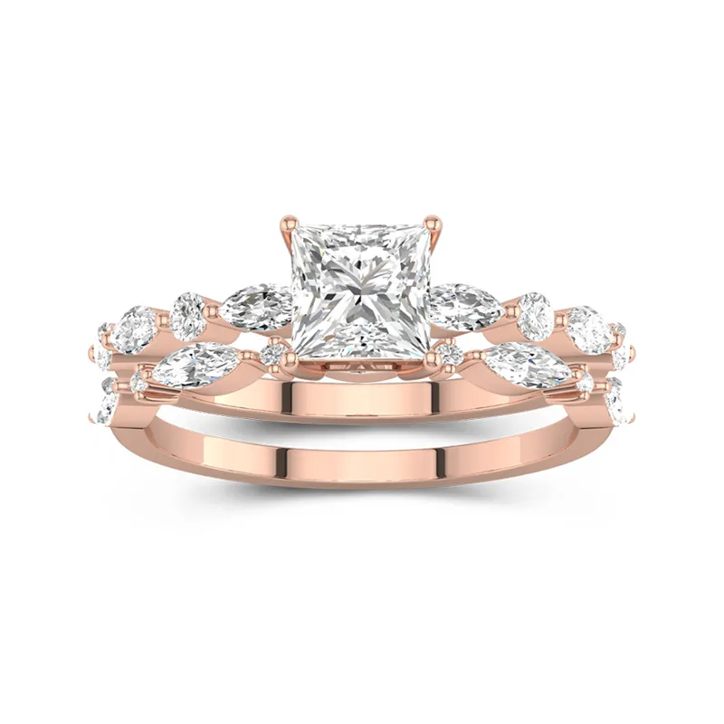 White Moissanite Wedding Ring Set