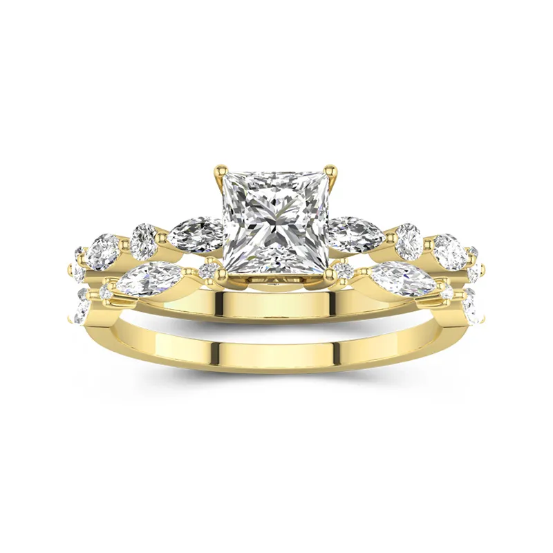 Blanc Moissanite Ensemble d'alliances