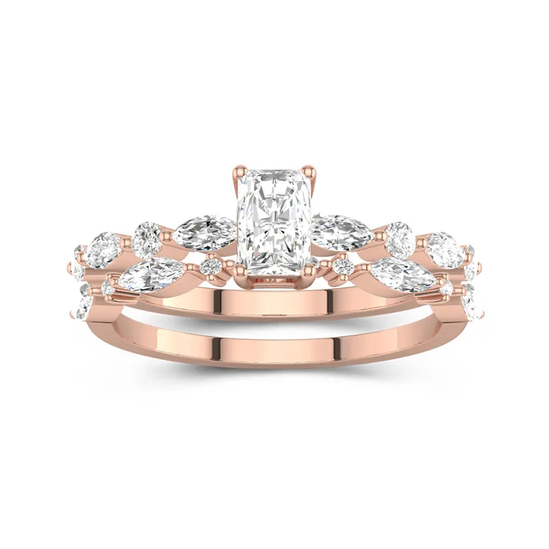 White Moissanite Wedding Ring Set