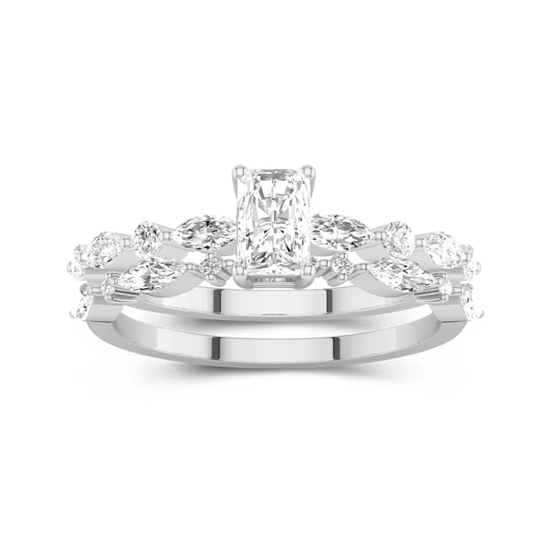 Blanc Moissanite Ensemble d'alliances