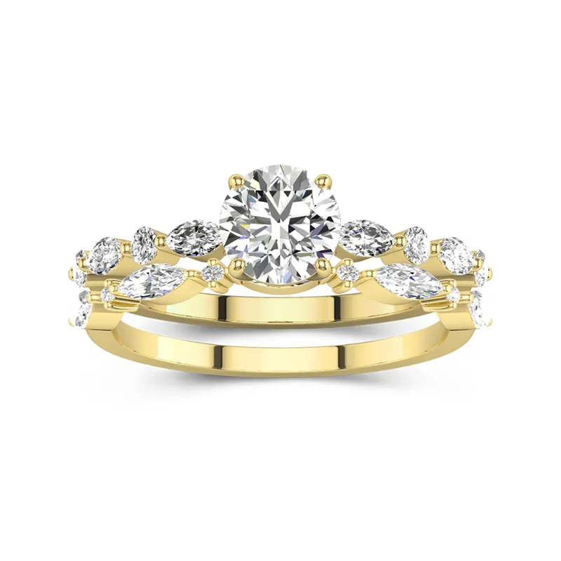 Blanc Moissanite Ensemble d'alliances