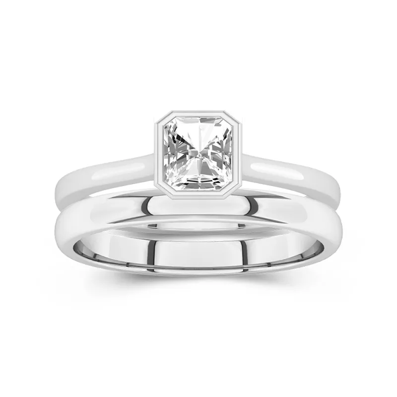 Solitaire Bezel Bridal Set 1.00ct Moissanite