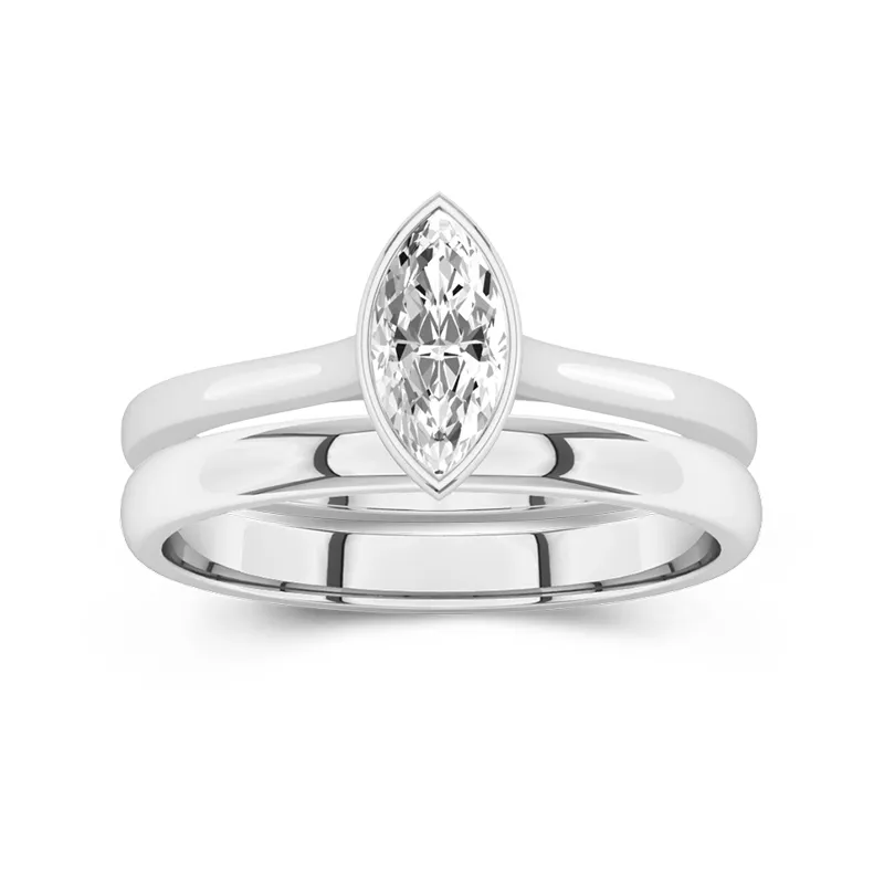 Solitaire Bezel Bridal Set 1.00ct Moissanite