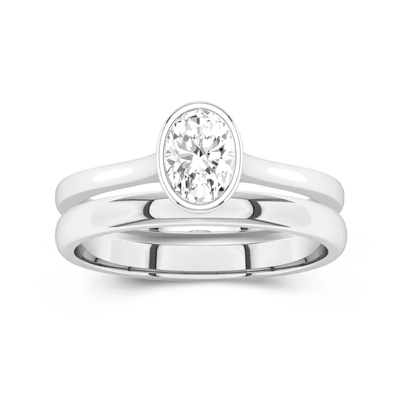 Solitaire Bezel Bridal Set 1.00ct Moissanite