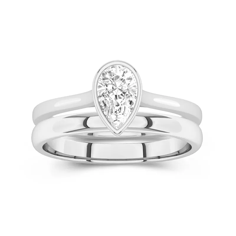 Solitaire Bezel Bridal Set 1.00ct Moissanite