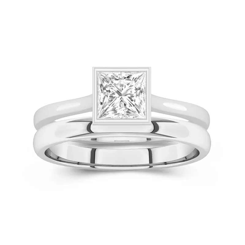 Solitaire Bezel Bridal Set 1.00ct Moissanite