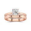 14K Rose Gold Cathedral East West Traditional Shank Bridal Set