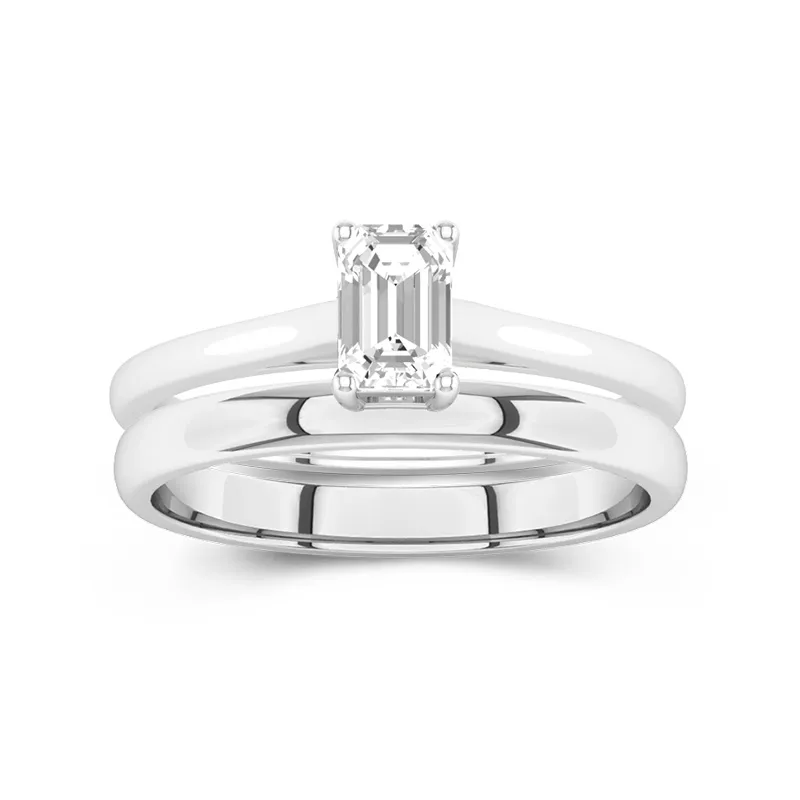 14K White Gold Cathedral East West Traditional Shank Bridal Set