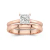 14K Rose Gold Cathedral East West Traditional Shank Bridal Set