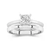 14K White Gold Cathedral East West Traditional Shank Bridal Set