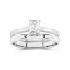 14K White Gold Cathedral East West Traditional Shank Bridal Set