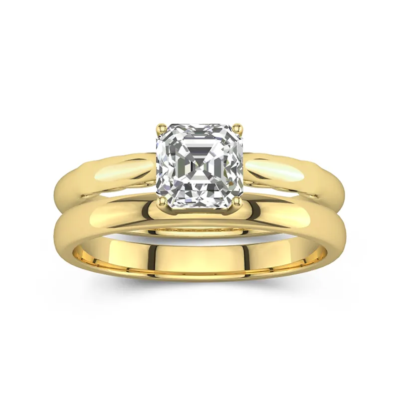 14K Gold Solitaire Traditional Shank Bridal Set