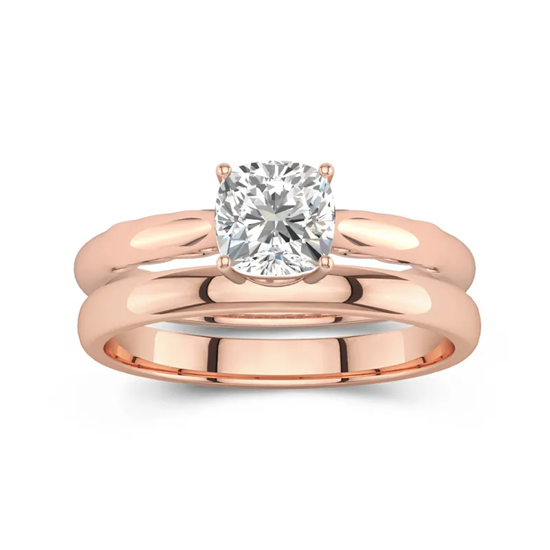 18K Rose Gold Solitaire Traditional Shank Bridal Set