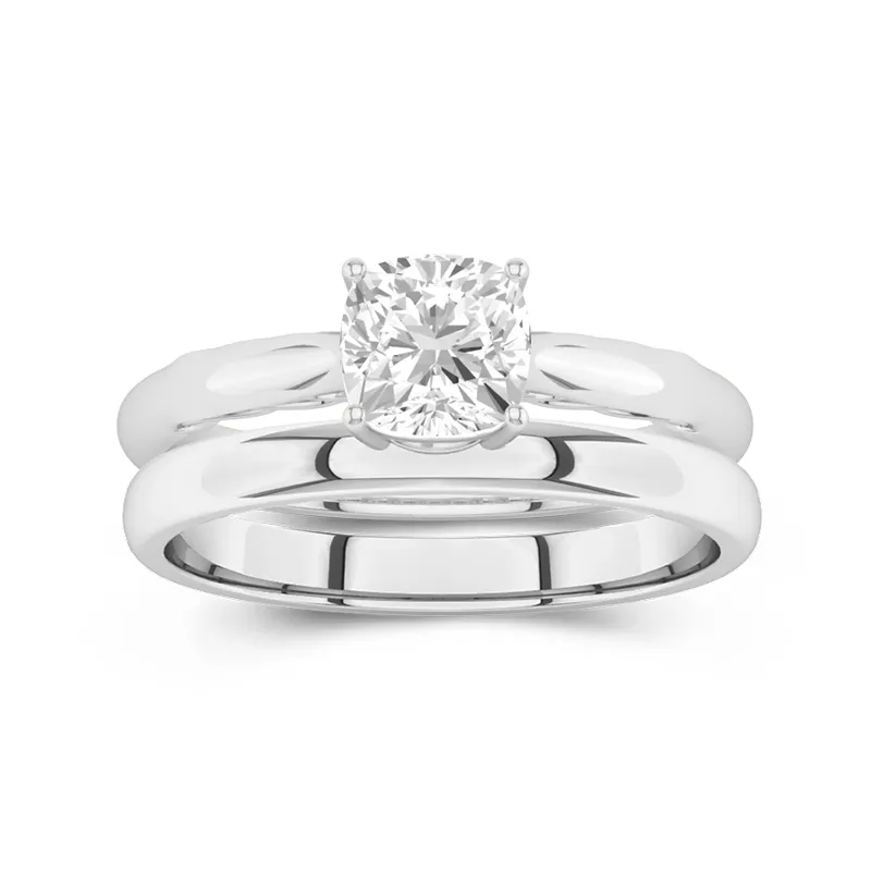 14K White Gold Solitaire Traditional Shank Bridal Set