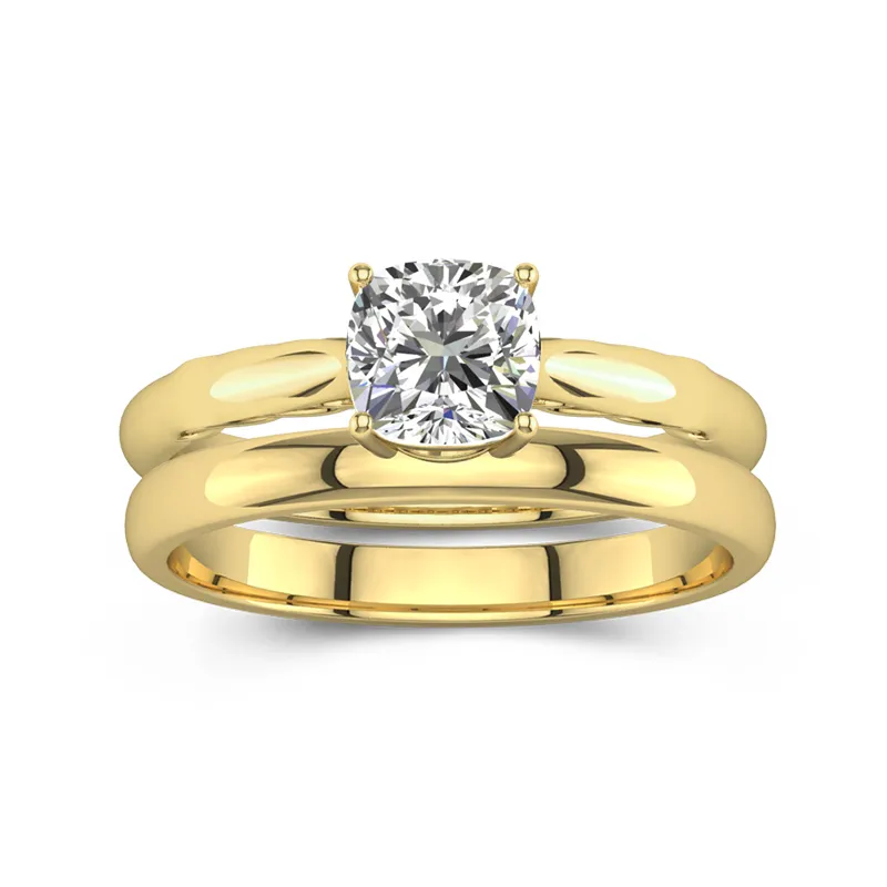 14K Gold Solitaire Traditional Shank Bridal Set