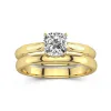 18K Gold Solitaire Traditional Shank Bridal Set