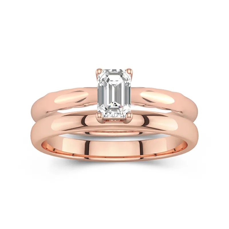 14K Rose Gold Solitaire Traditional Shank Bridal Set