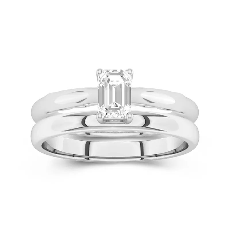 14K White Gold Solitaire Traditional Shank Bridal Set