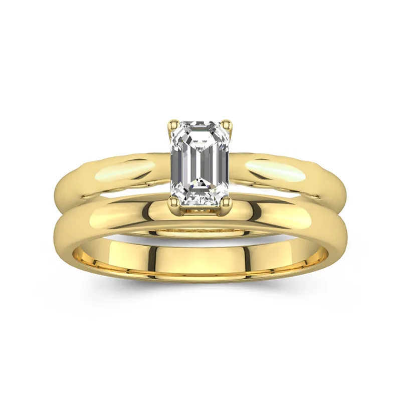 14K Gold Solitaire Traditional Shank Bridal Set