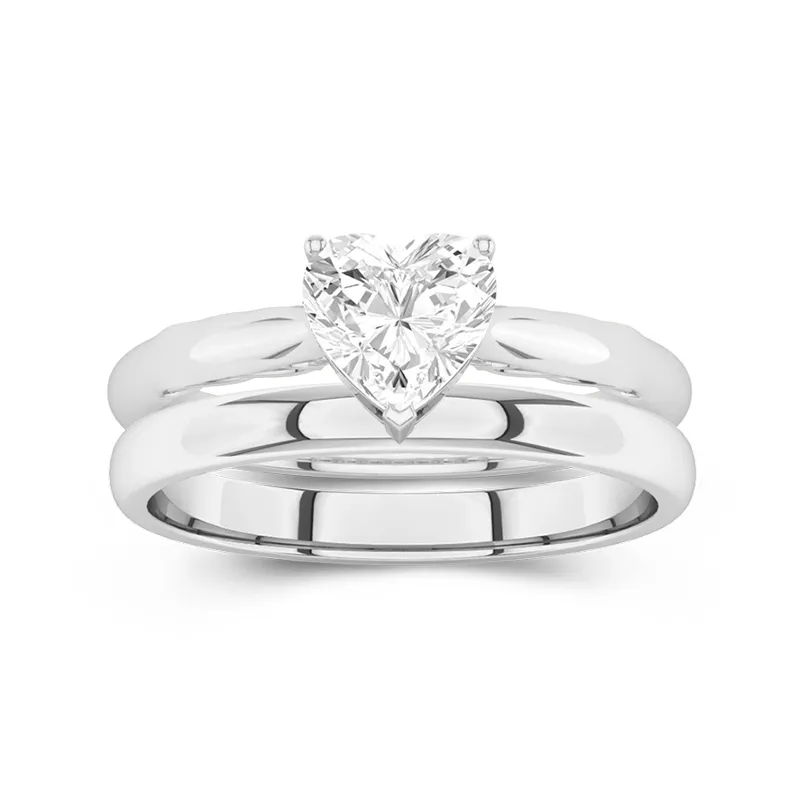 14K White Gold Solitaire Traditional Shank Bridal Set