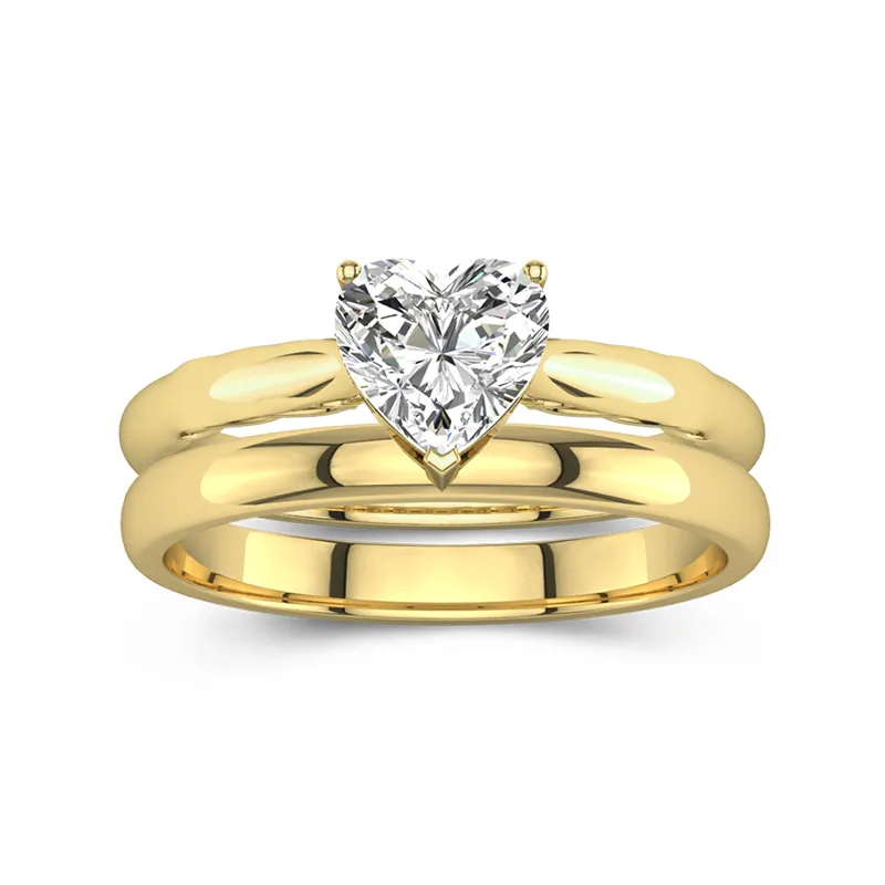 14K Gold Solitaire Traditional Shank Bridal Set